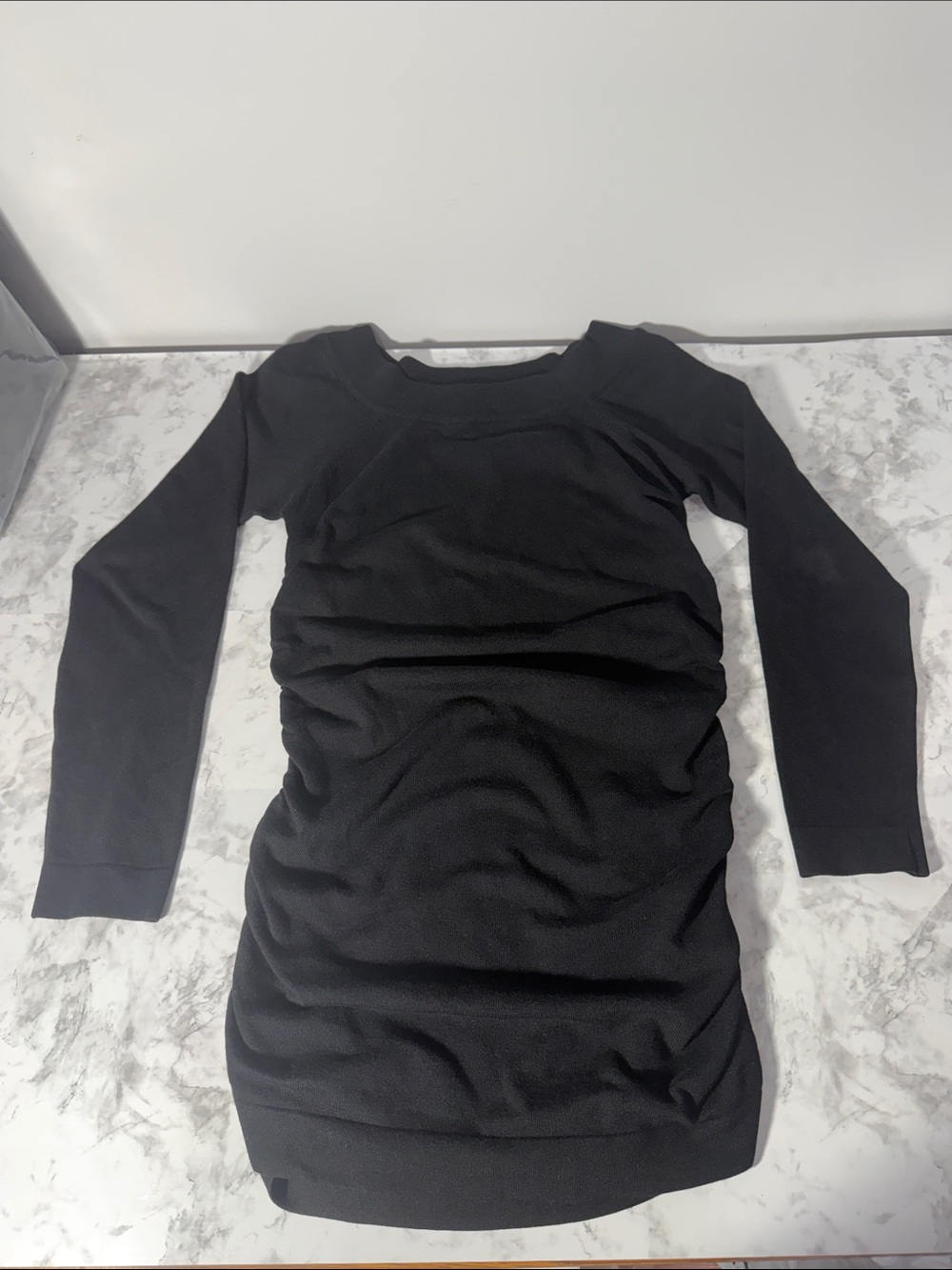 Derek Heart Black Long-Sleeve Ruched Mini Dress Size Large
